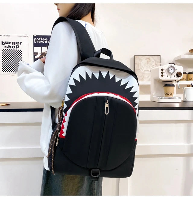 Luminous Shark Mouth Backpack | Large Capacity USB Laptop Bag