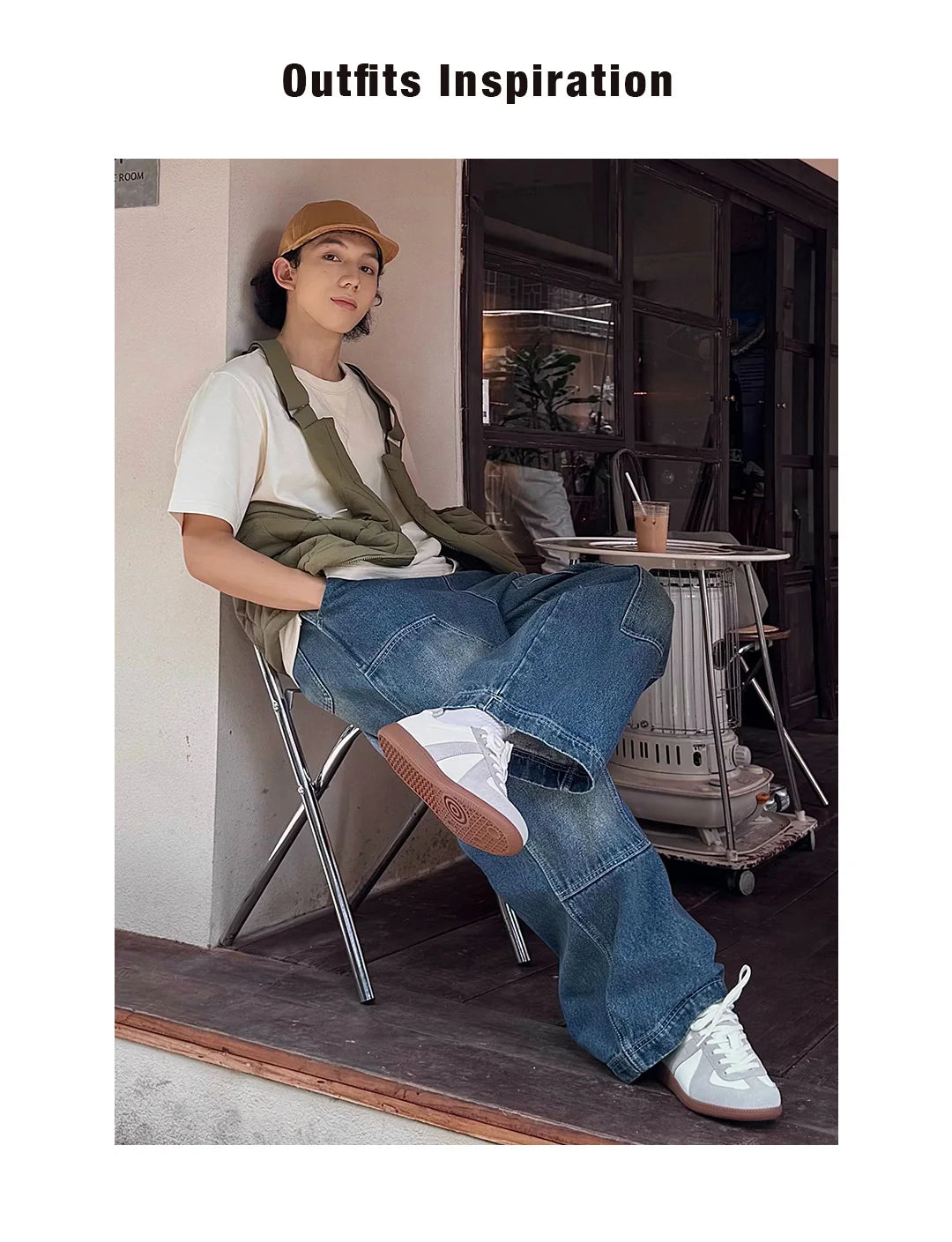 Men's Oversize Denim Golf Cap | Stylish Casual Newsboy Hat