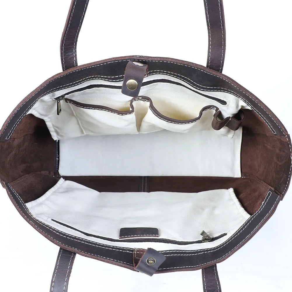 Genuine Leather Tote Bag | Versatile Shoulder Bag for Men & Women