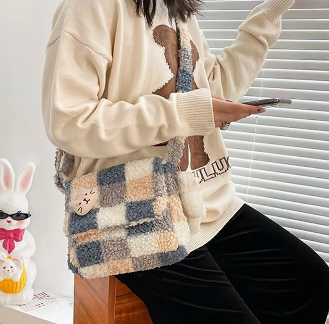 Bolso cruzado de cuadros escoceses para mujer | Bandolera informal elegante
