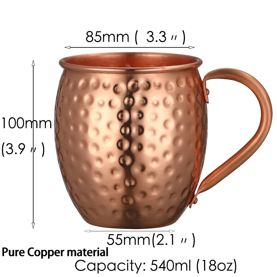 Copper Moscow Mule Mug Durable Coppery Beer Mugs Coffee Mug Milk Cup Pure Copper Cup Drinkware