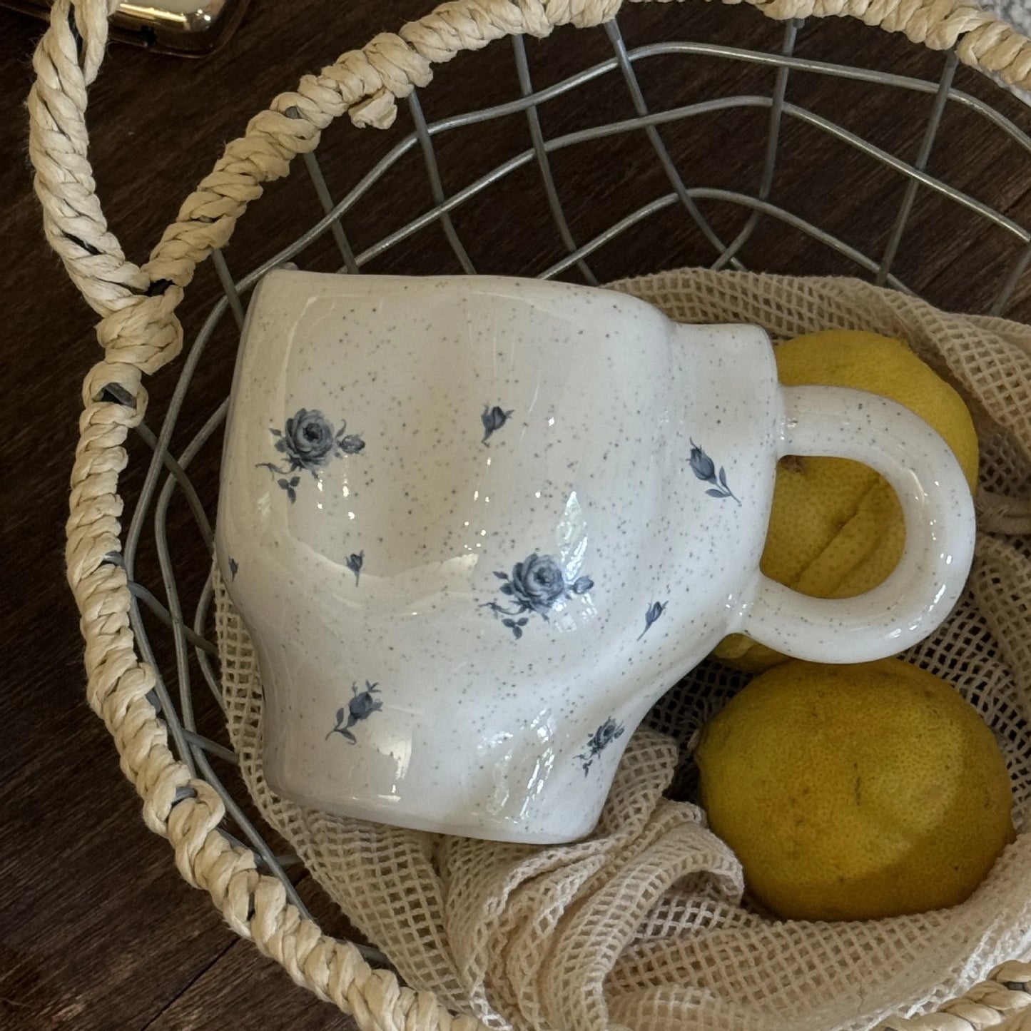 Handmade Blue Rose Ceramic Mug | Elegant Drinkware for All