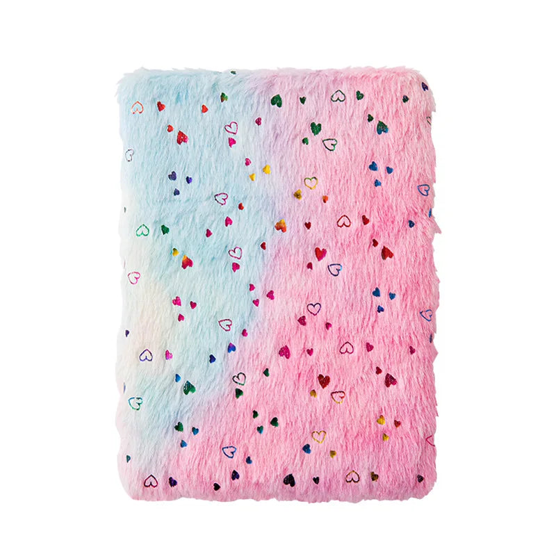 Dreamy Gradient Plush Cover Notebook | Cute Journal for Students