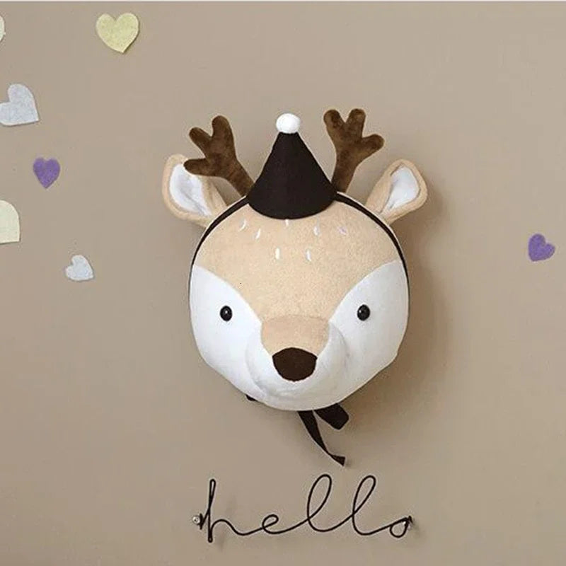 Animal Head Wall Decor | Cute Plush Animal Hanging Mounts for Kids