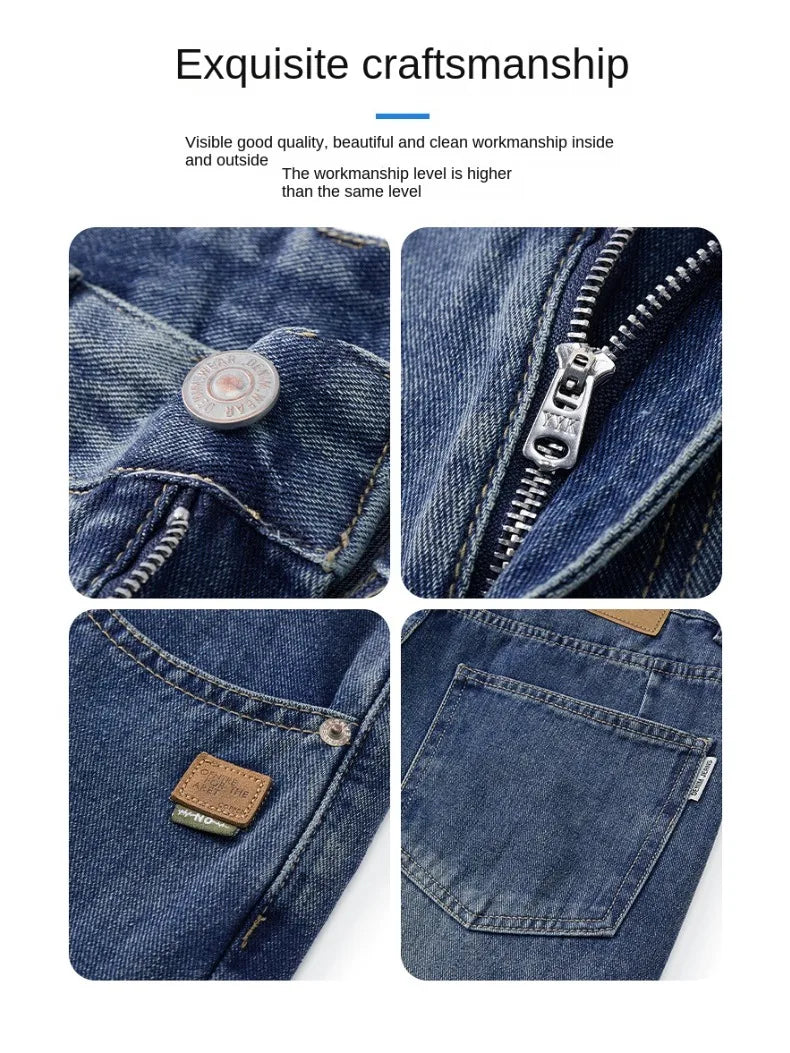 Men's Retro Straight Jeans | Casual Loose Wide Leg Denim Pants