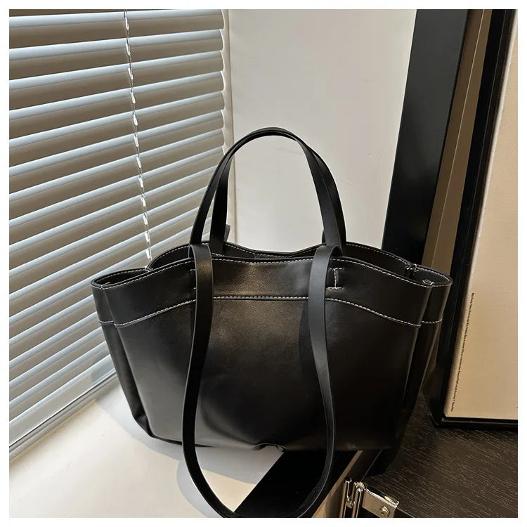 Trendy Women's Large Capacity PU Leather Tote & Crossbody Bag