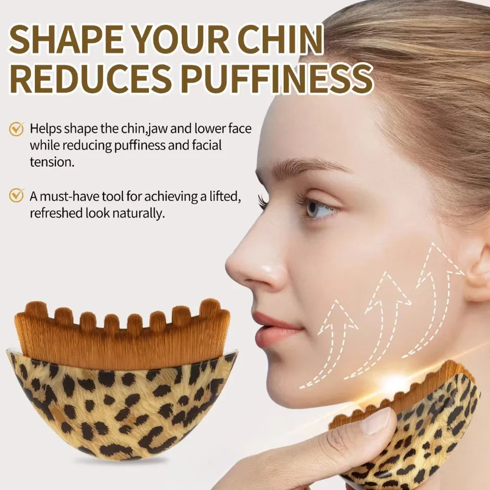 Leopard Lymphatic Contour Face Brush | Facial Drainage Massage Tool
