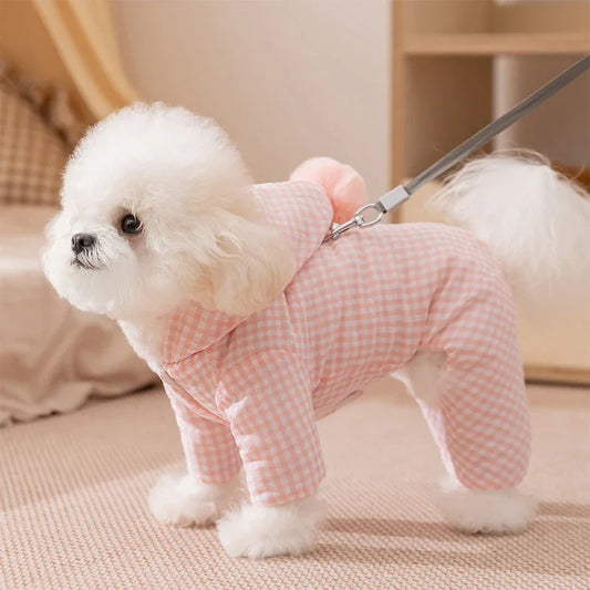 Cozy Four-Legged Jumpsuit for Small Dogs | Winter Pet Pajamas