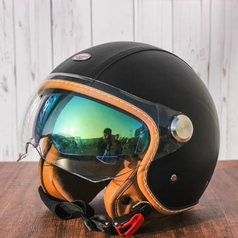 Retro Open Face Motorbike Helmet | Vintage Helmet for Riders