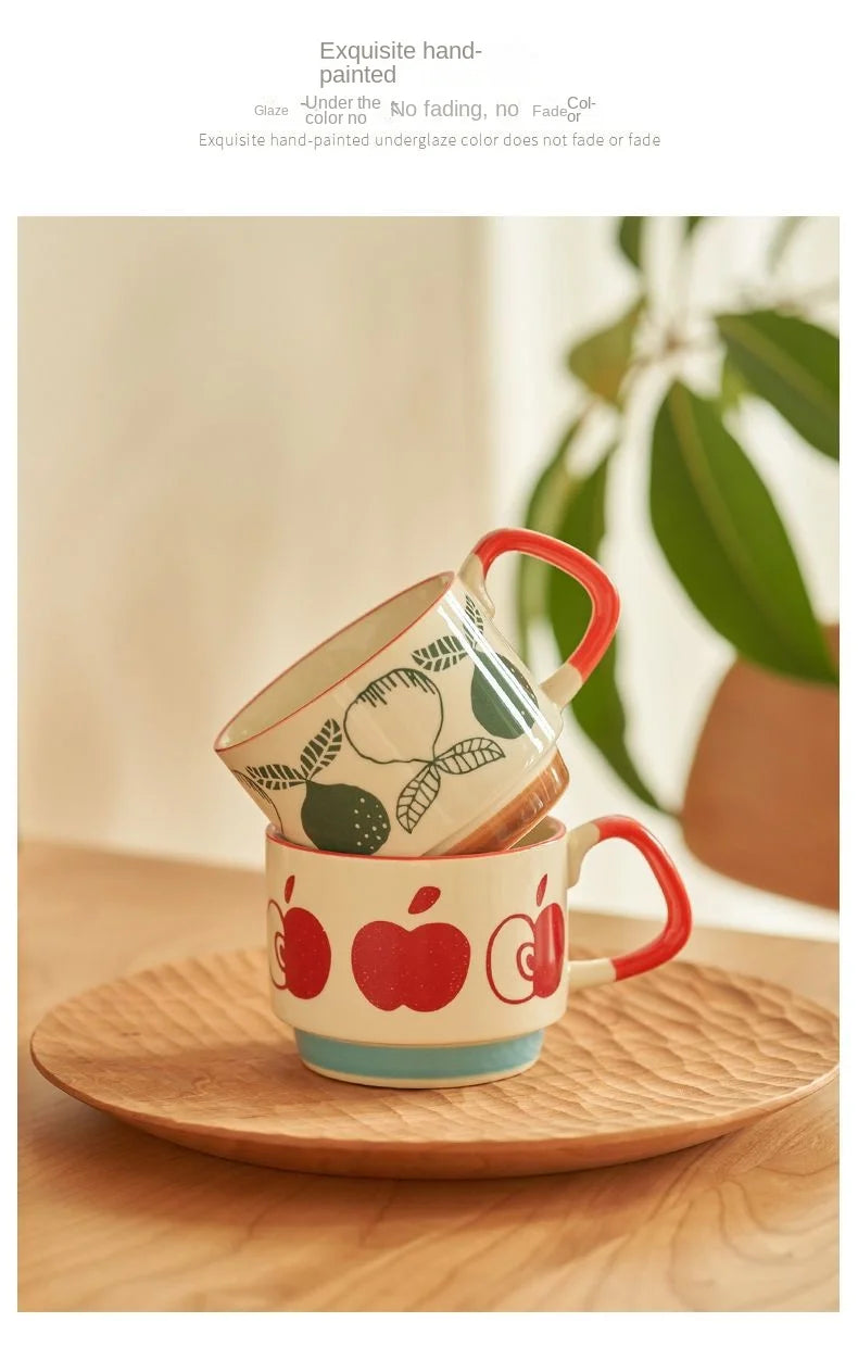300ml Japanese Flower Ceramic Mug Set | Retro Drinkware for All Occasions