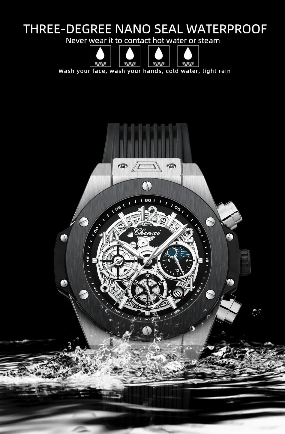 Men's Multifunctional Waterproof Sports Watch | Luminous Quartz Timepiece