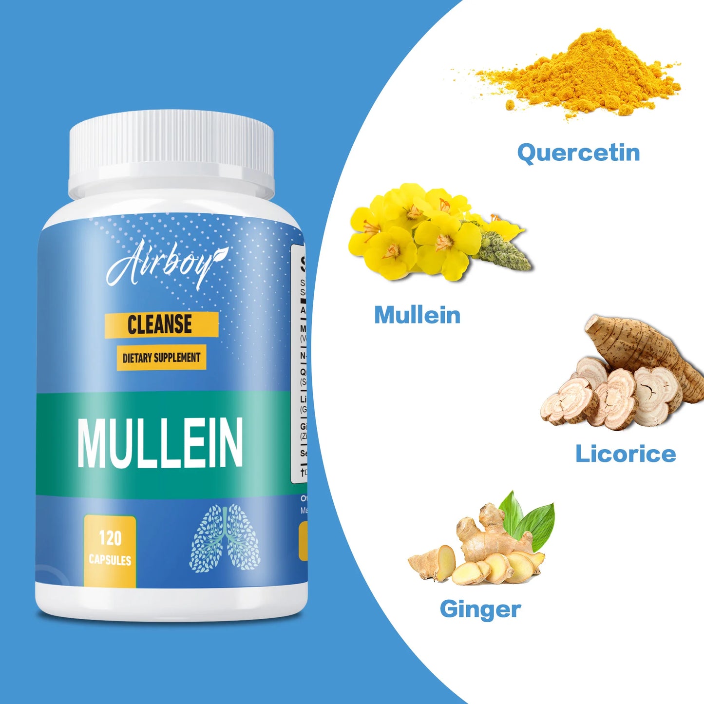 Natural Mullein Lung Detox Capsules for Breathing & Sleep