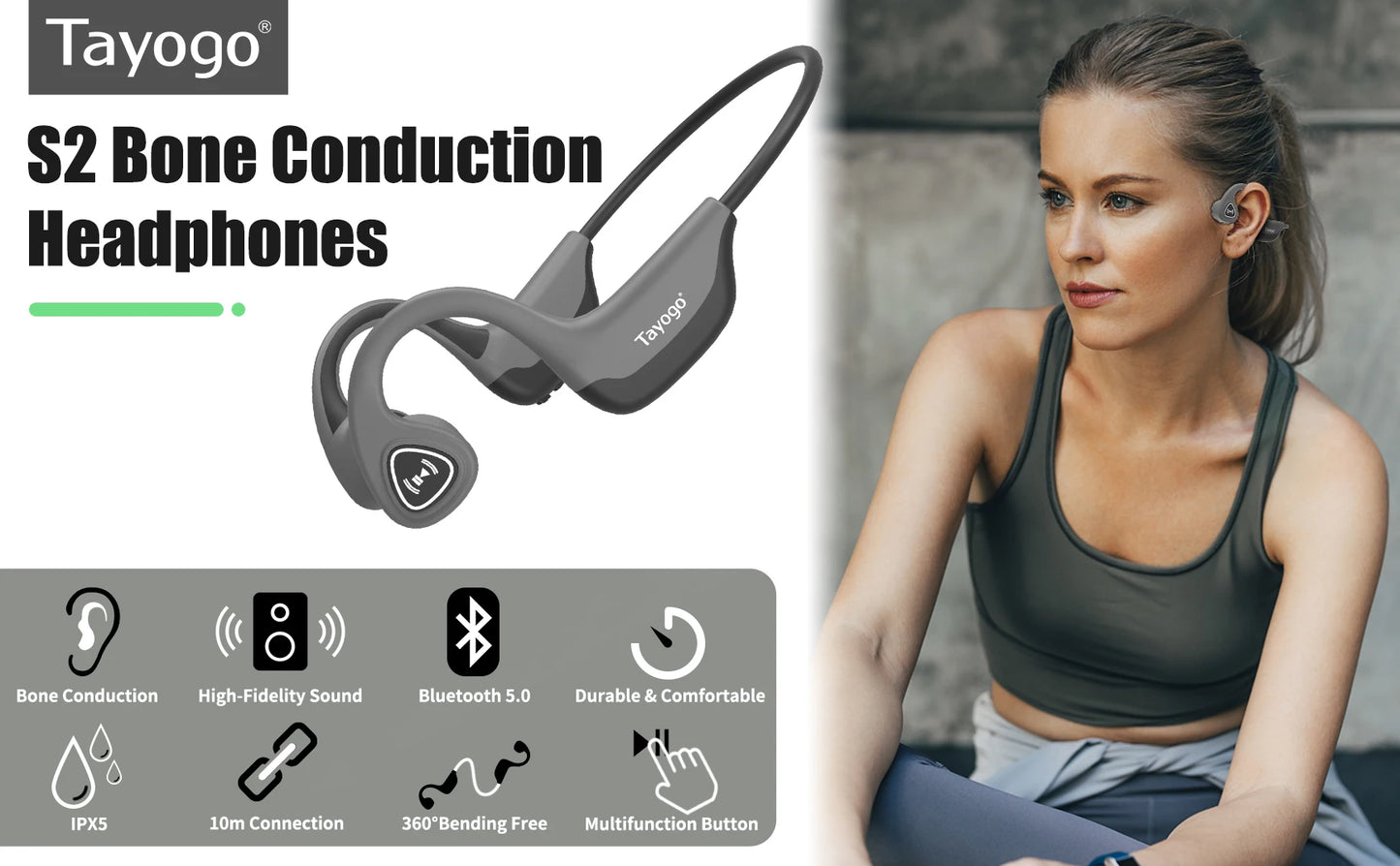 Wireless Bluetooth Bone Conduction Headphones | Open Ear Earbuds