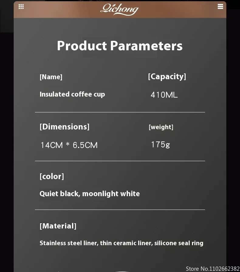 Vacuum Insulated Travel Coffee Mug | 410ML Ceramic Liner Tumbler