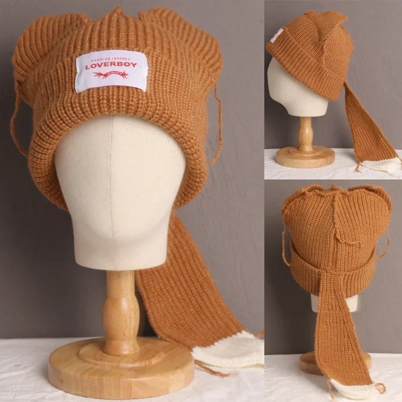 Unisex Long Fox Ears Knitted Beanie | Y2K Bunny Rabbit Hat