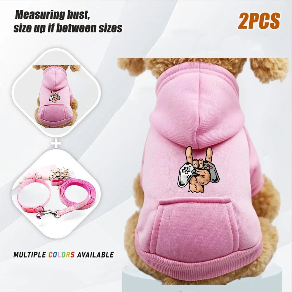 Juego de 2 piezas de correa y ropa abrigada para mascotas pequeñas
