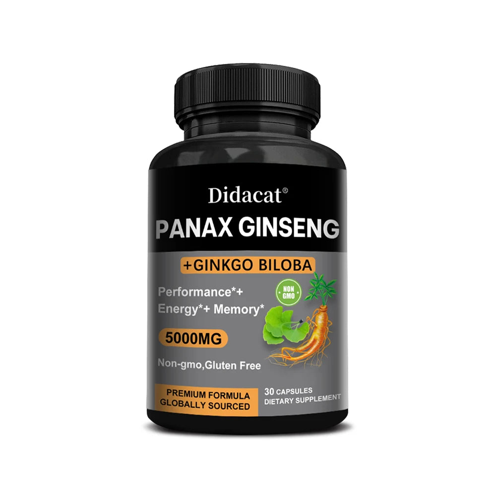 High-Potency Korean Red Ginseng & Ginkgo Biloba Capsules