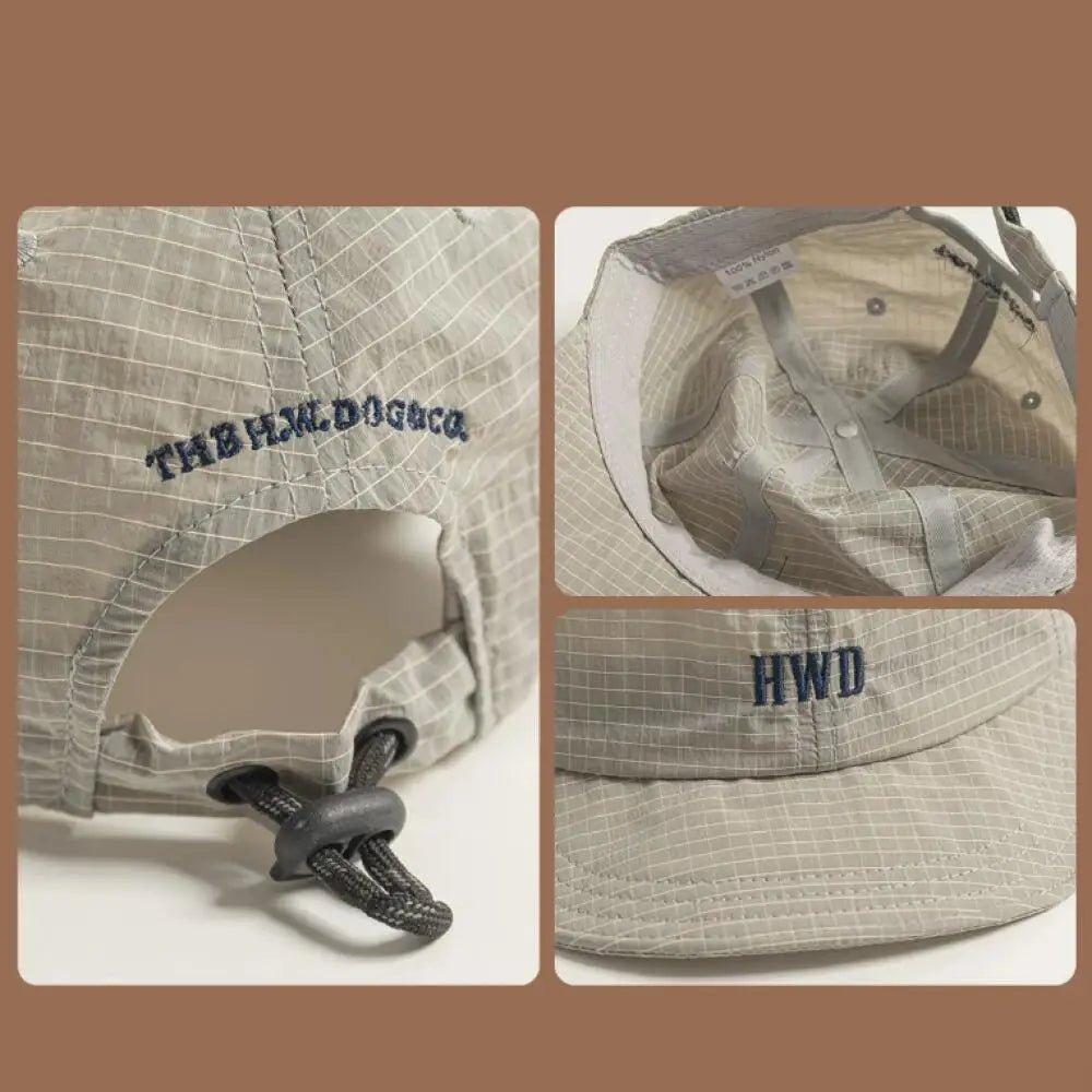 Korean Plaid Mesh Baseball Cap | Quick Dry Unisex Outdoor Hat