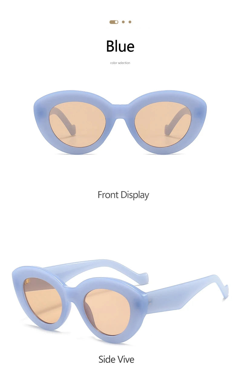 Vintage Thick Frame Oval Cat Eye Sunglasses | Trendy Street Style