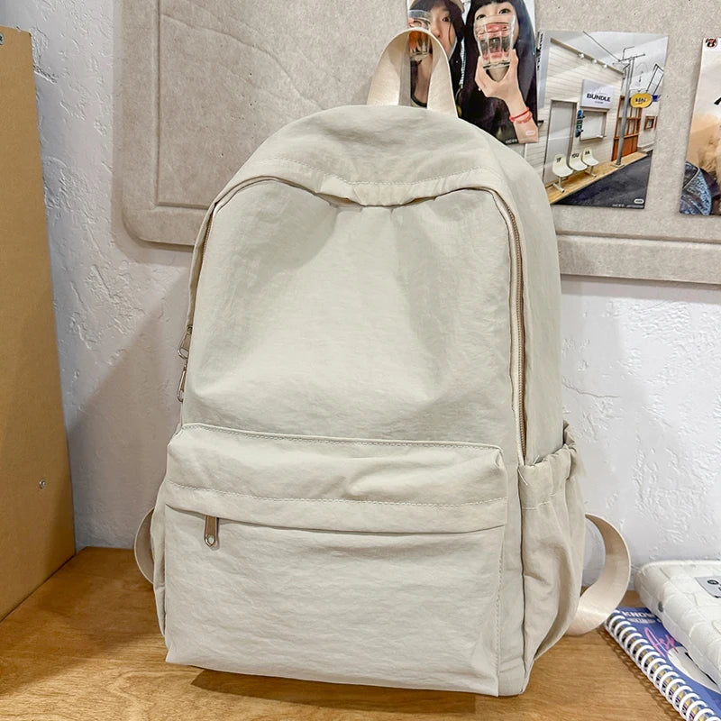 Versatile Solid Color Backpack | Large Capacity Daily Use