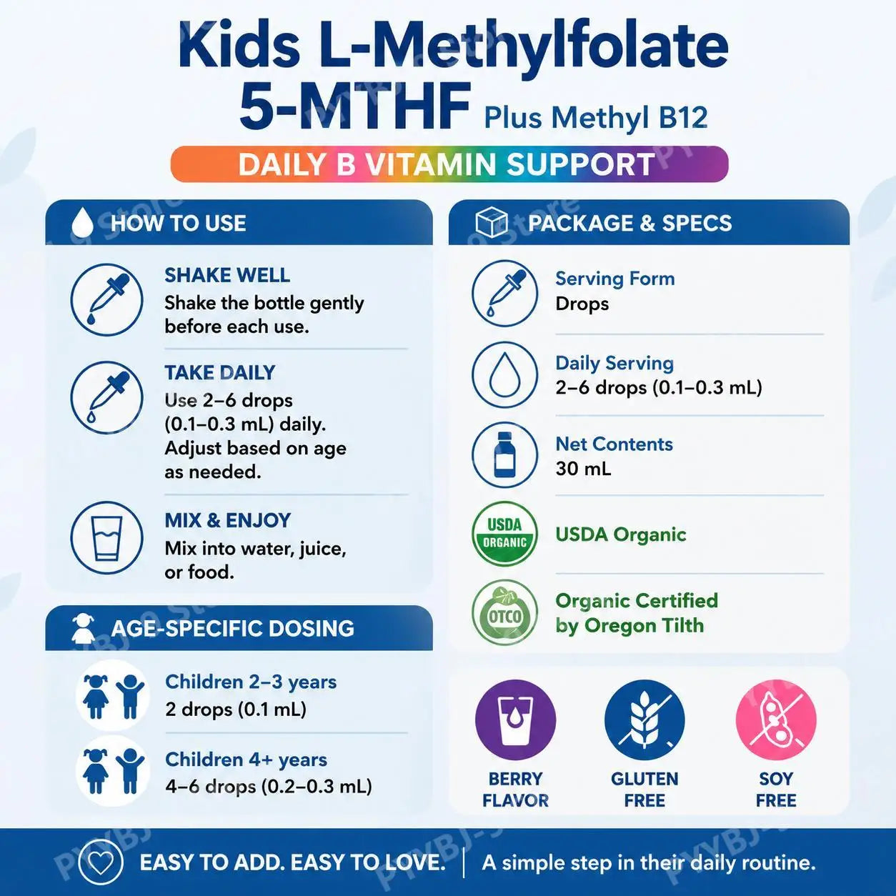 L-Methylfolate Kids Drops for Brain Development & Mood Balance