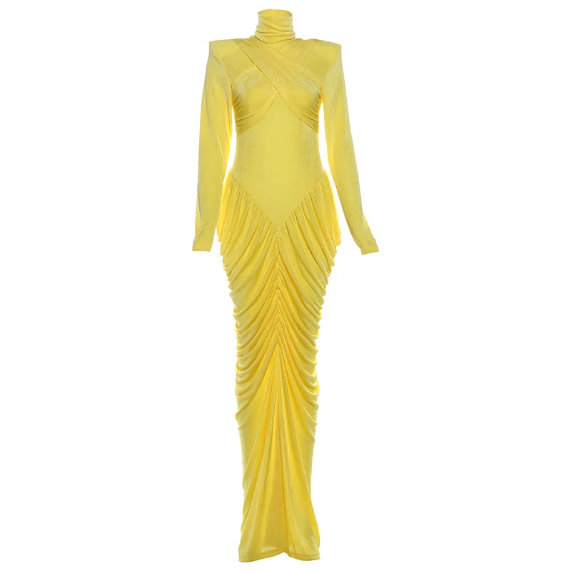 Elegant Autumn Maxi Dress | Turtleneck Full Sleeve Womens Dress
