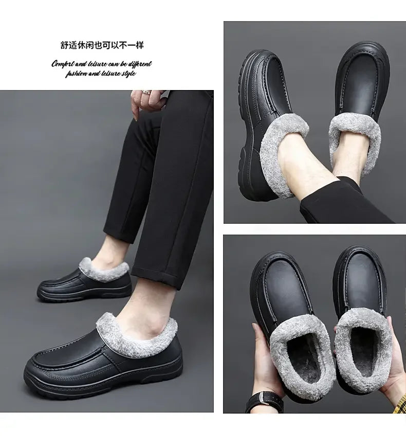 Men’s Waterproof Winter Work Slippers | Warm Anti-Slip Casual Shoes
