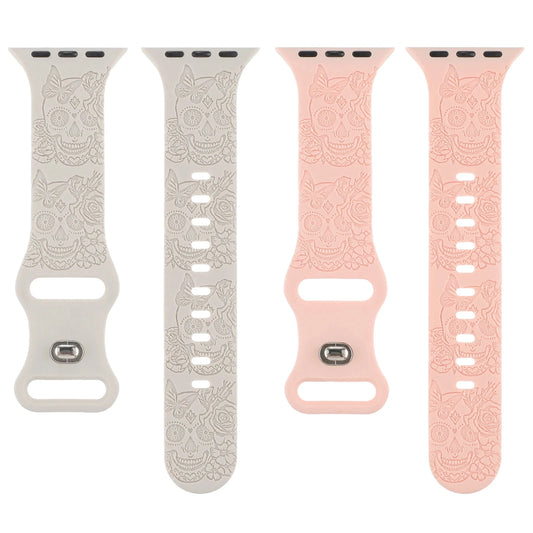 Correa de silicona grabada con calavera gótica para smartwatches