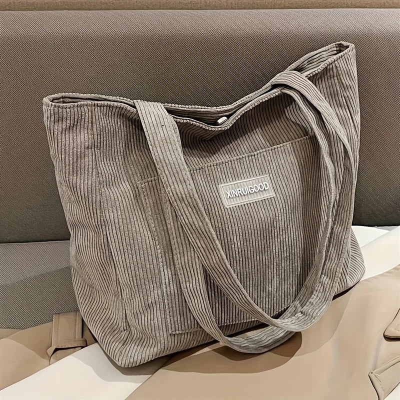 Stylish Women's Corduroy Shoulder Tote Bag | Large Capacity Handbag
