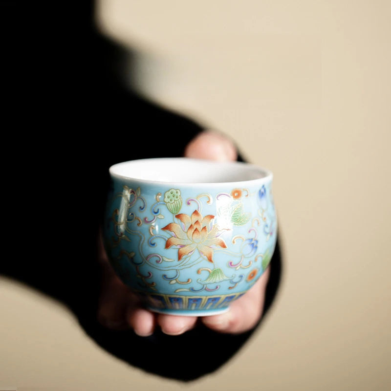 Elegant Japanese Ceramic Teacups | Retro Kungfu Tea Set