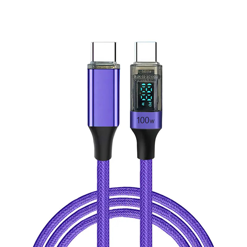 High-Speed USB C Cable with Digital Display | 100W Charging