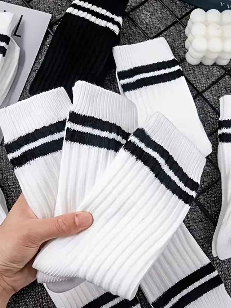 Men's Striped Mid Tube Socks | Breathable Casual Comfort