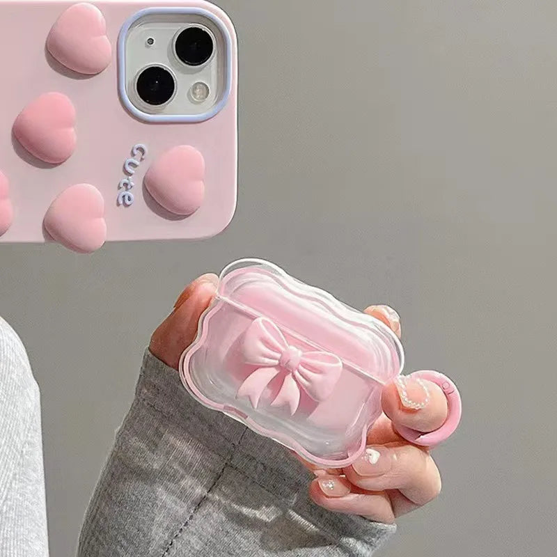 Cute Wave Case for AirPods | 3D Pink Bow Soft TPU Cover