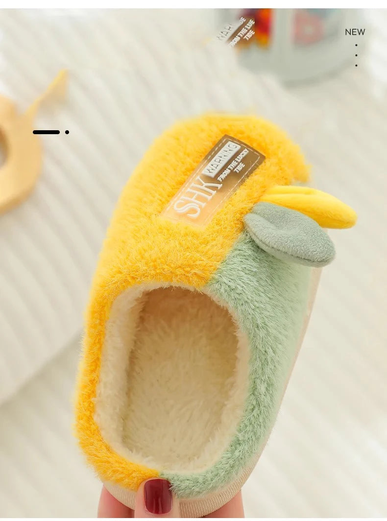 Cute Animal Print Plush Slippers for Kids | Cozy Indoor Shoes