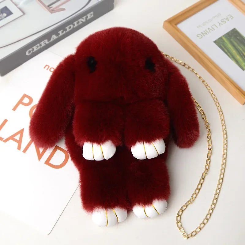 Bonito bolso bandolera de conejo de peluche | Encantador diseño cruzado