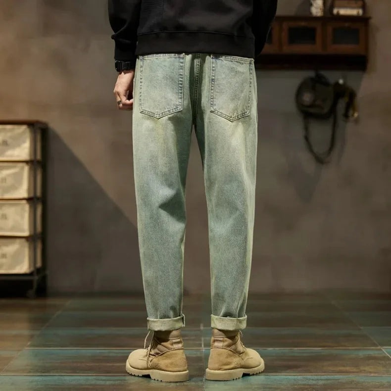 2026 Loose Retro Harem Jeans — Minimalist Solid Color Men’s Casual Pants, Comfortable Mid-Waist Relaxed Fit for Daily Wear