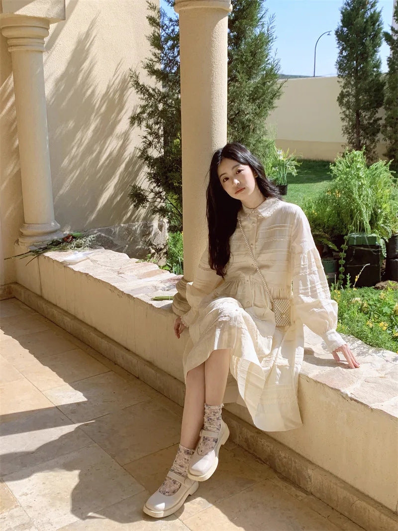 Stylish Korean Lace Flower Long Socks for Women | Breathable Comfort