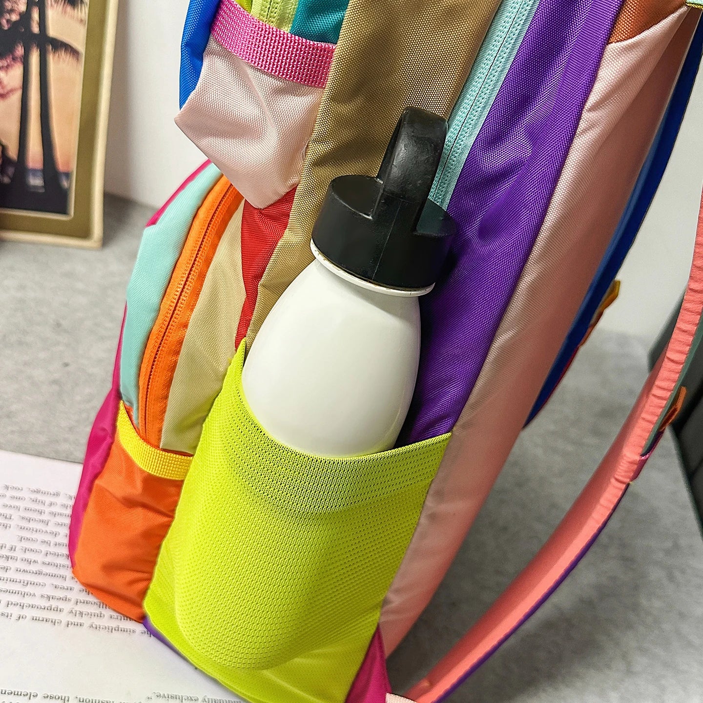 Dopamine Sporty Unisex Backpack Colorblock Logo Large Capacity Multi Function Adjustable Strap Backpack for Commute Sports