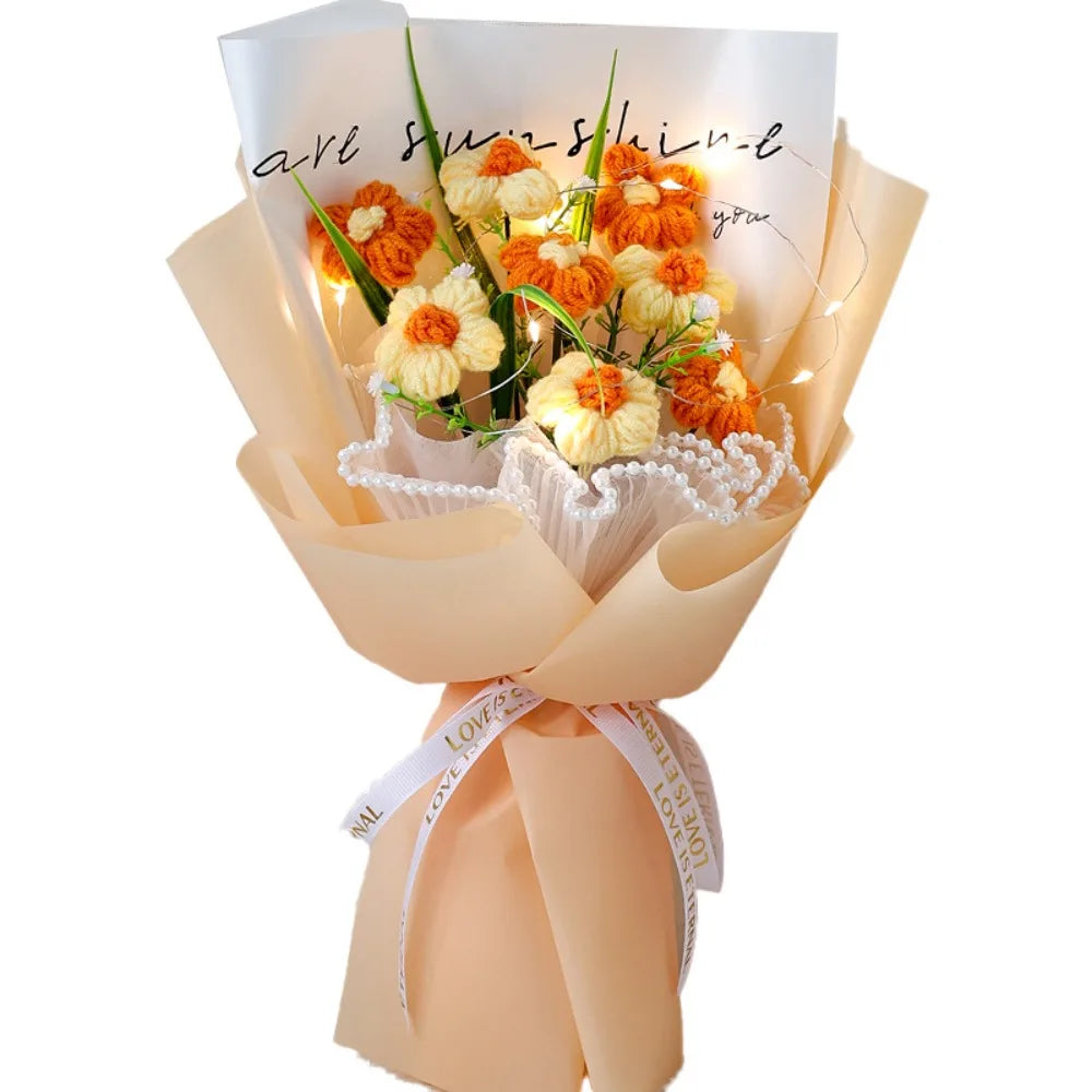 Ramo de flores de crochet tejido a mano | Regalos perfectos para graduación y decoración del hogar