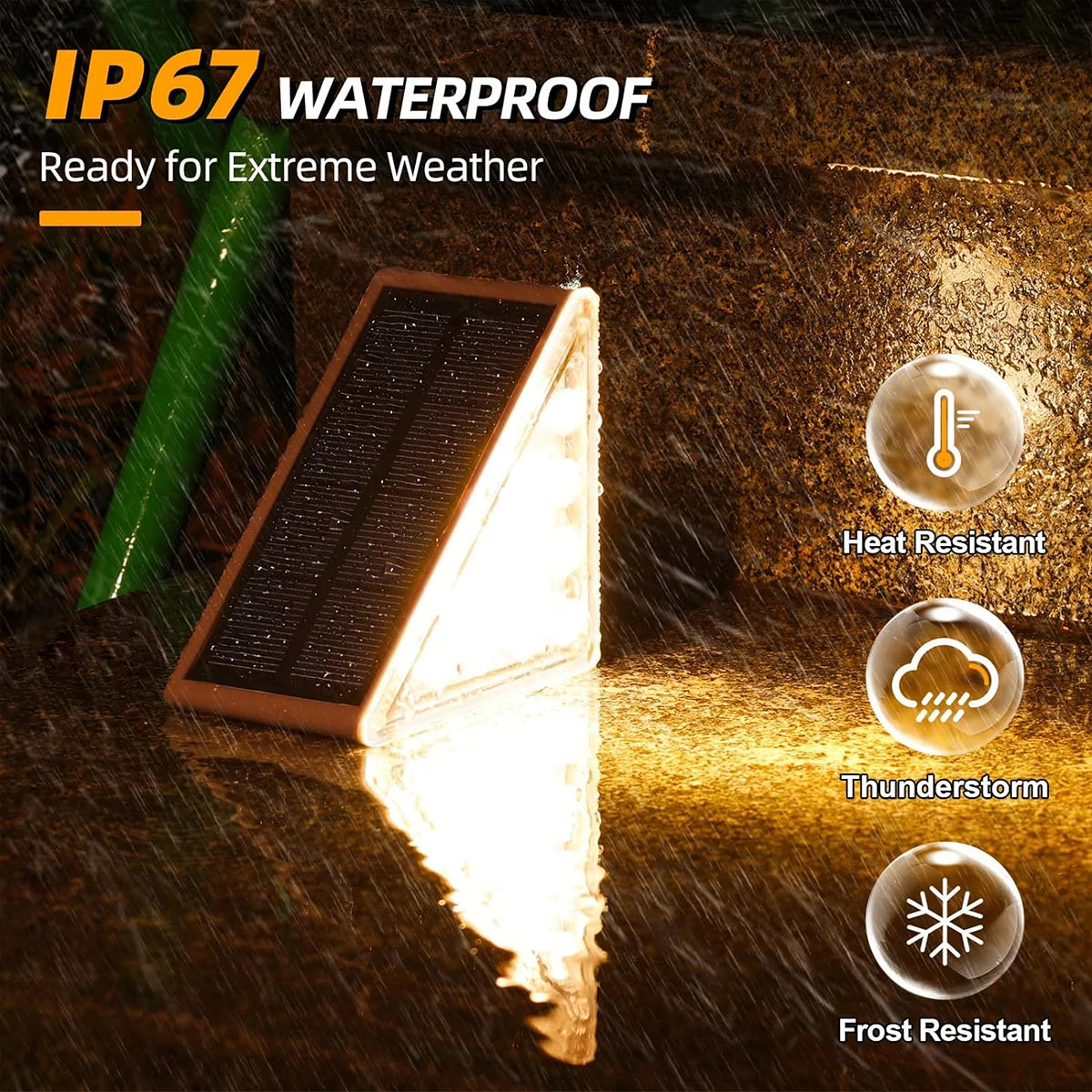 Luces solares para escalones de exterior | Solución de iluminación automática impermeable