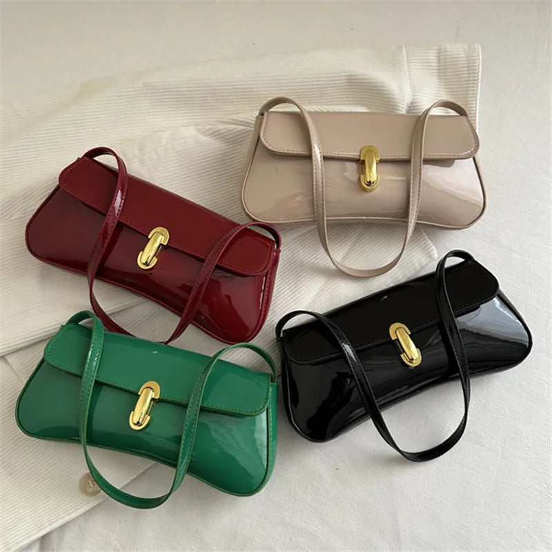 Stylish Shiny PU Leather Handbag | Versatile Women's Tote Bag