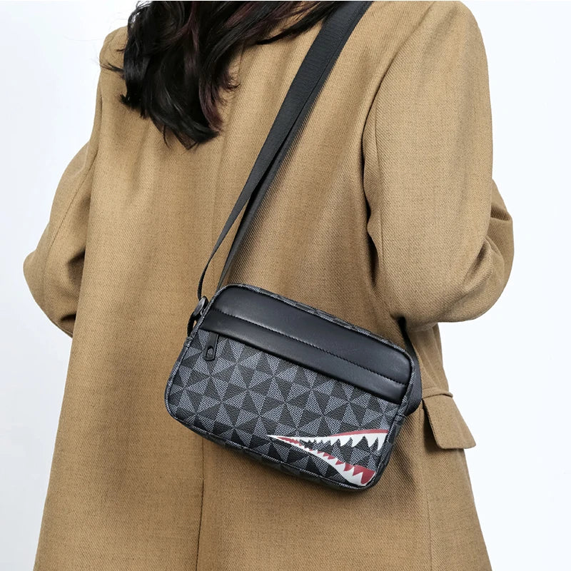 Stylish Shark-Pattern Men's Crossbody Bag | Practical Casual Shoulder Bag