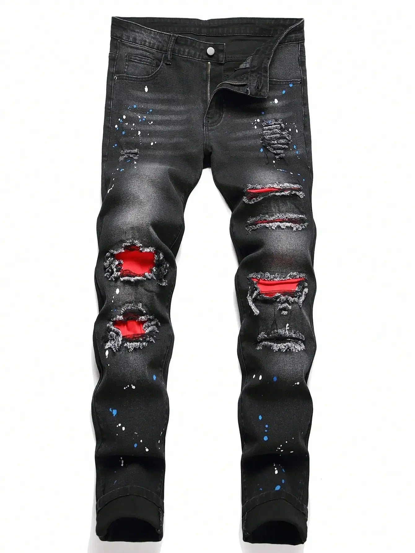 Men's Stretchy Slim Fit Ripped Denim Jeans | Casual Hip Hop Trousers