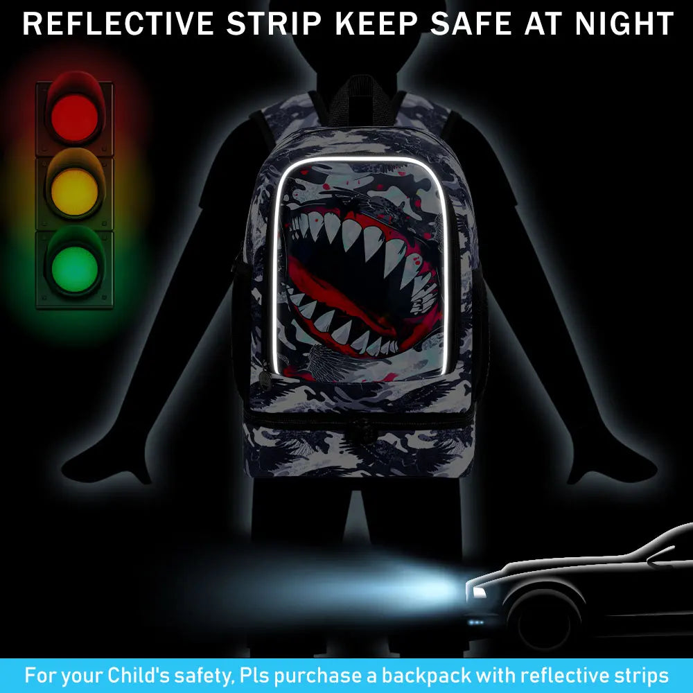 2 In 1 Shark Backpack with Lunch Box | Fun Kids Bookbag