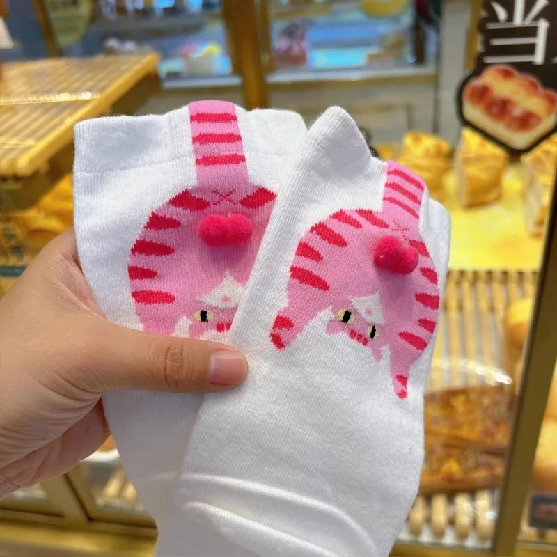 Calcetines de media caña con lindo diseño de trasero de gato en 3D | Divertida ropa de invierno para mujer