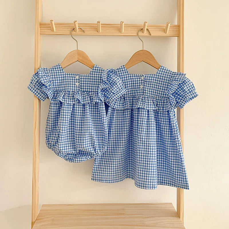 Stylish Summer Grid Jumpsuit for Baby Girls | Adorable & Comfy