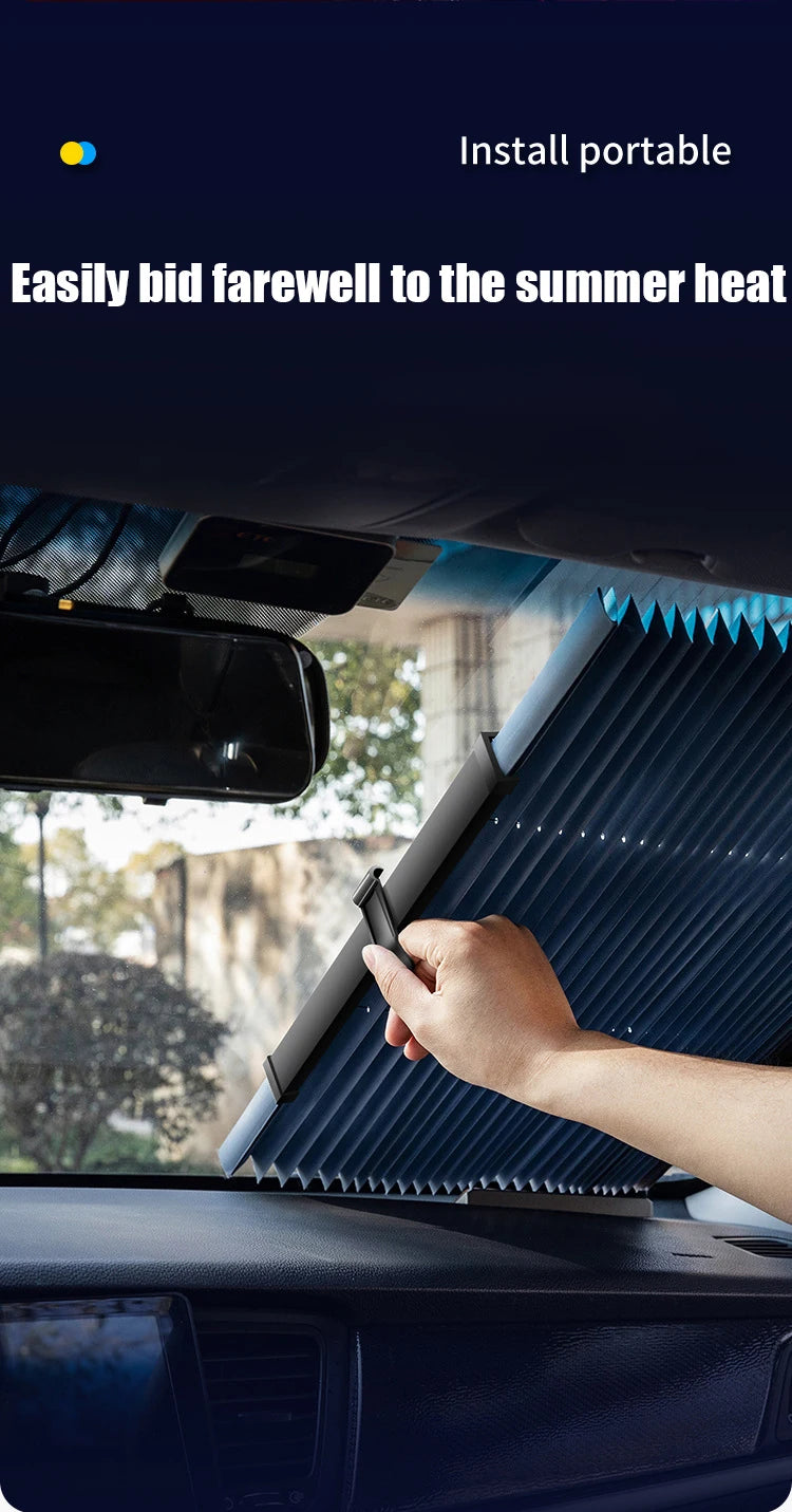 Retractable Car Windshield Curtains | UV Protective Sunshade