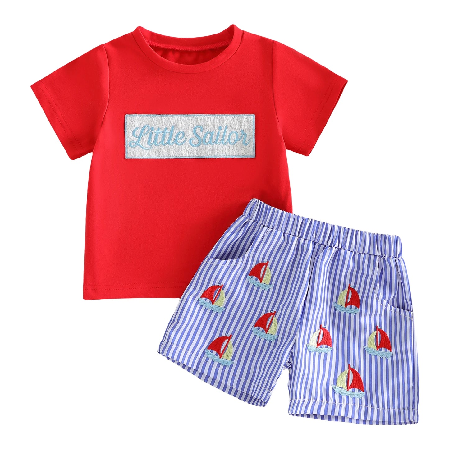 Boys Summer Outfit Set | Casual Short Sleeve Tee & Denim Shorts