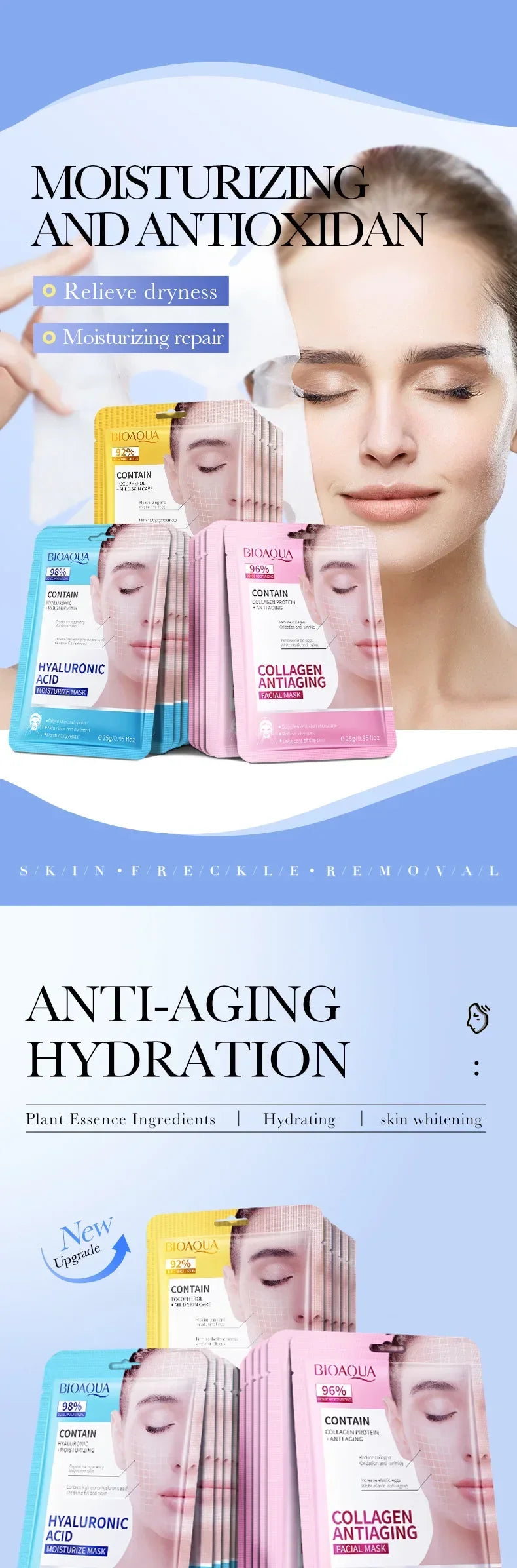 15pcs Anti-Wrinkle Facial Masks | Hydrating Retinol Collagen Masks