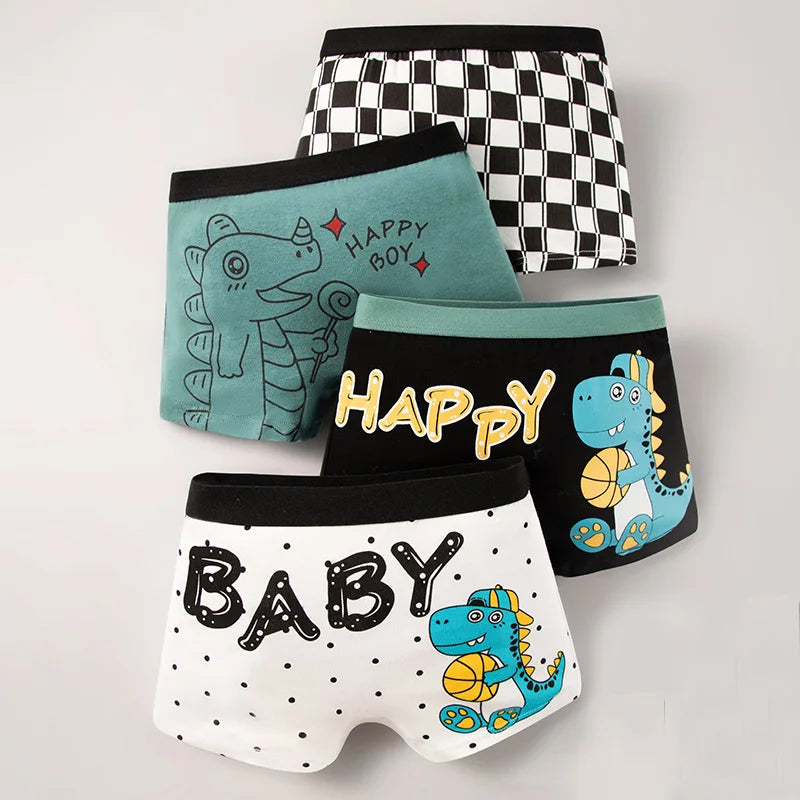 Multipack Dinosaur Pattern Boys Boxer Briefs | Breathable Kids Underwear